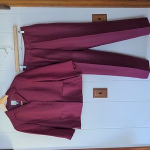 Anne Klein wine red silk suit size 6